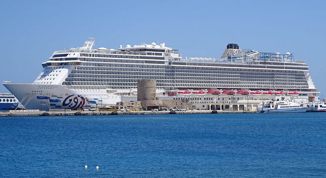 AROYA moored at the quay in Rhodes